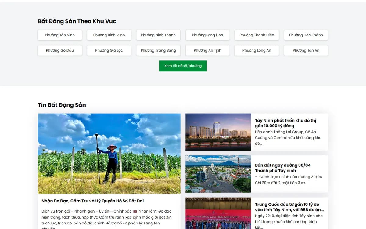 Bất động sản theo khu vực và tin bất động sản