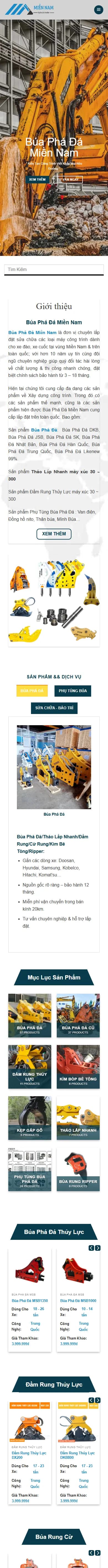 Toàn bộ trang chủ website Búa Phá Đá Miền Nam trên điện thoại