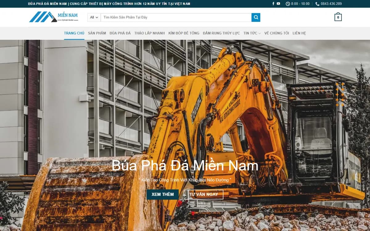 Thiết kế website Búa Phá Đá Miền Nam – bán búa thủy lực và phụ kiện máy xúc