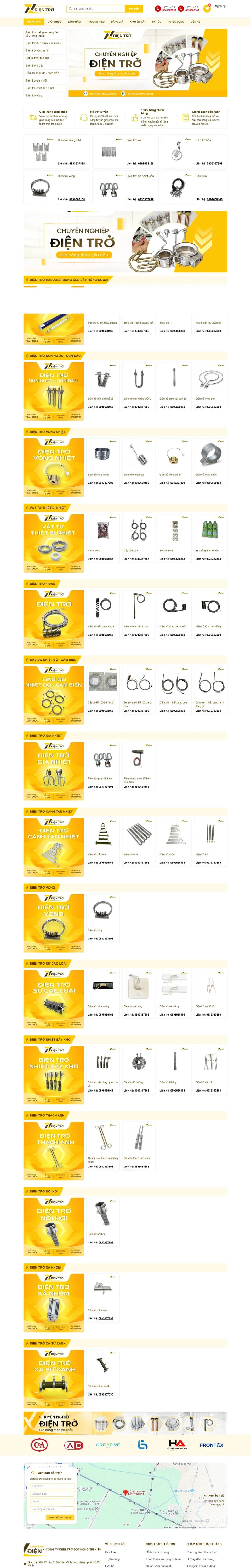 Toàn bộ trang chủ website Điện Trở Trí Hiền trên máy tính