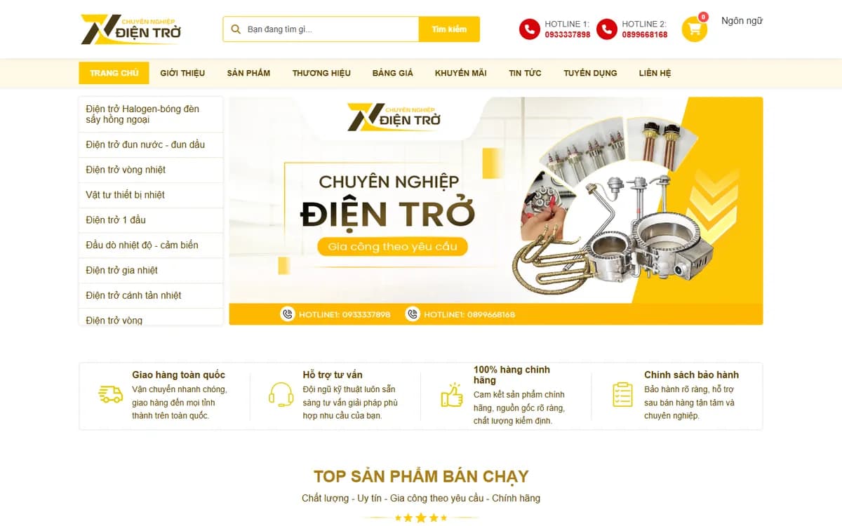 Thiết kế website Điện Trở Trí Hiền – thiết bị gia nhiệt công nghiệp
