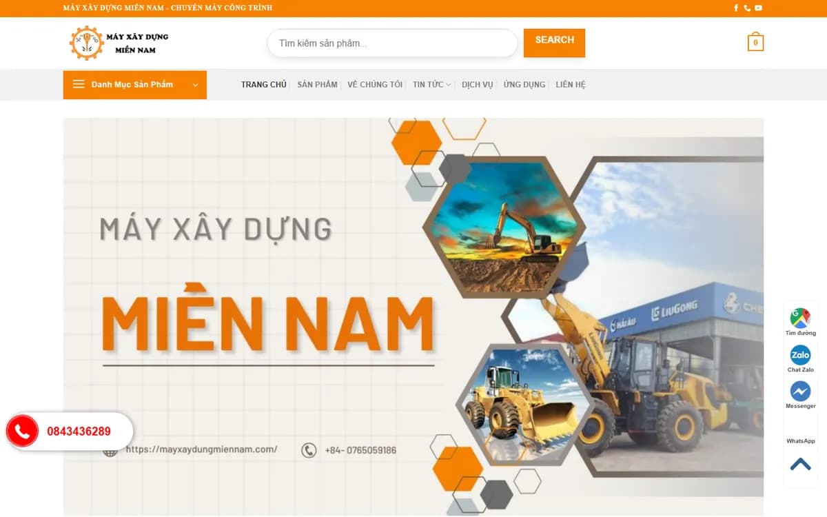 Thiết kế website Máy Xây Dựng Miền Nam – bán hàng và cho thuê máy công trình