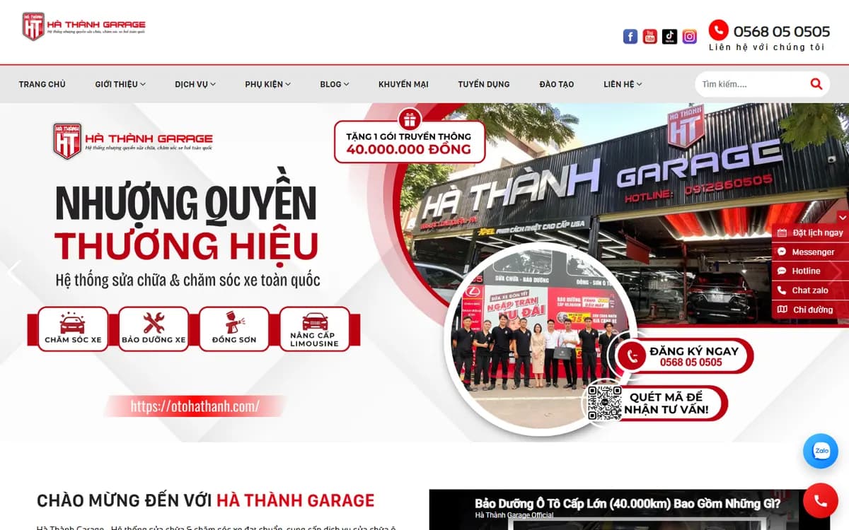 Thiết kế website Hà Thành Garage – hệ thống sửa chữa và chăm sóc ô tô