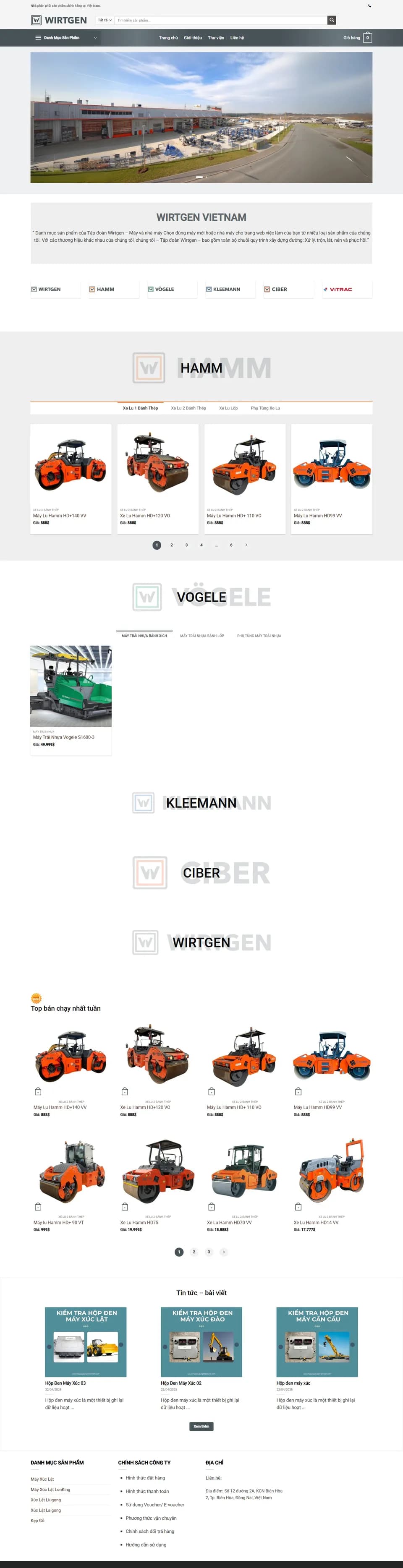 Toàn bộ trang chủ website Wirtgen Vietnam trên máy tính