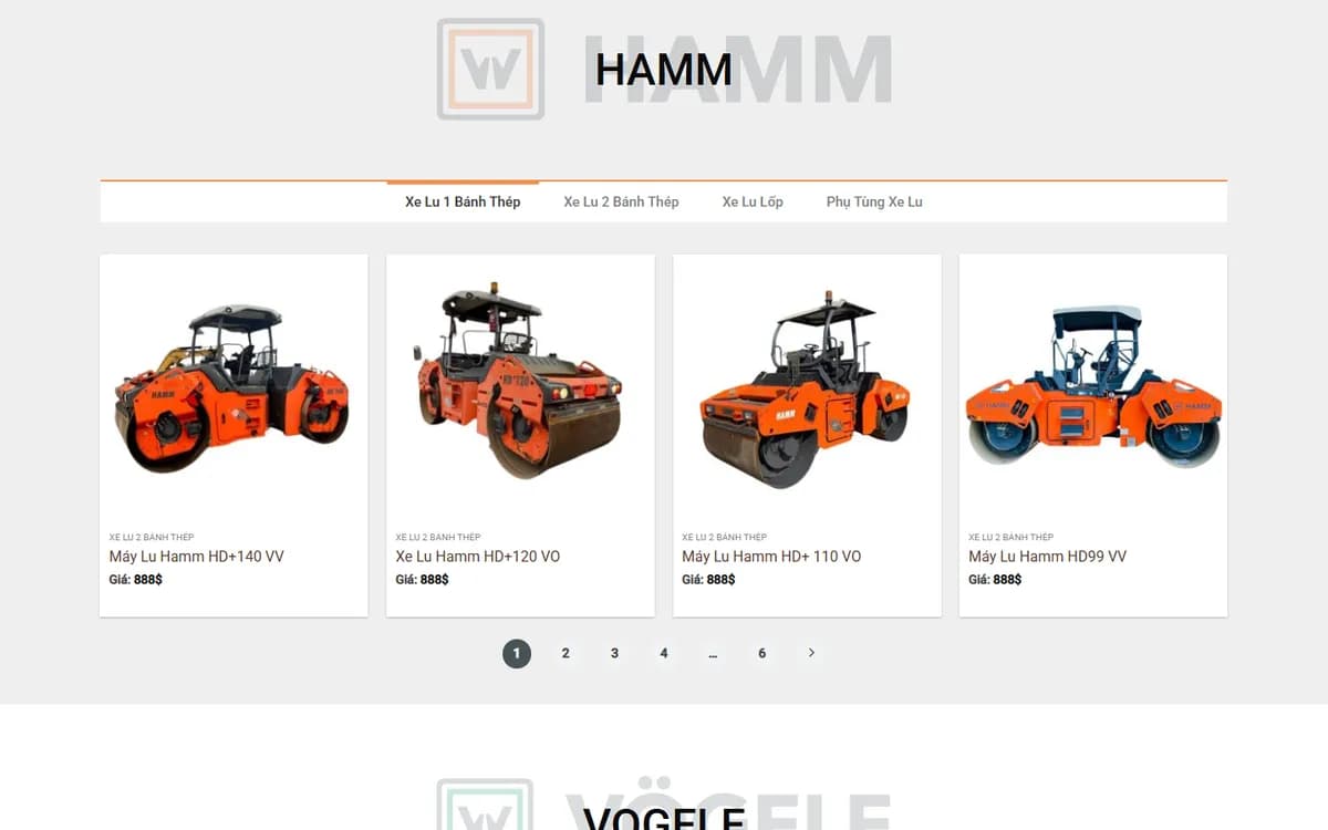 Xe lu Hamm theo tab dòng máy