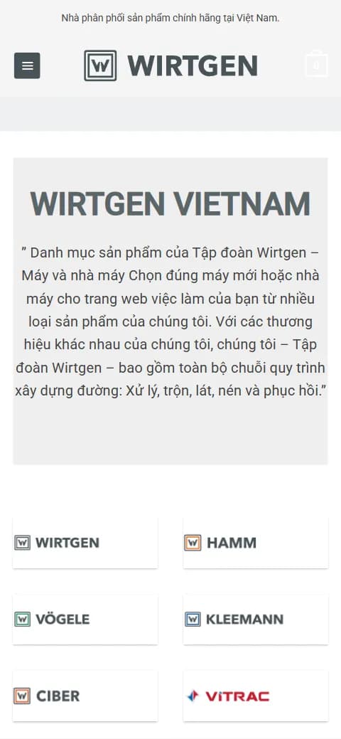 Giao diện website Wirtgen Vietnam trên điện thoại