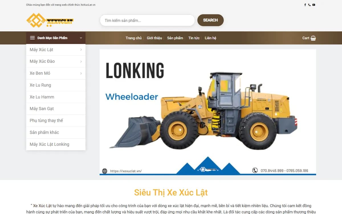 Thiết kế website Siêu Thị Xe Xúc Lật – bán máy xúc lật, máy xúc đào, xe lu