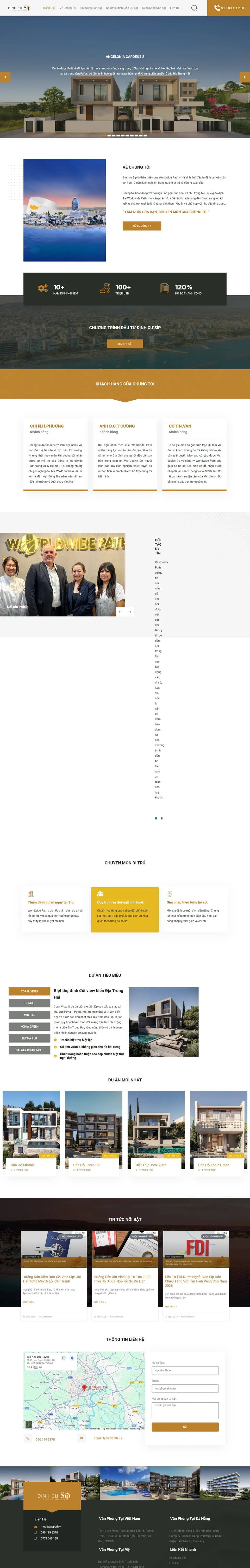 Toàn bộ trang chủ website Định Cư Síp (Worldwide Path) trên máy tính