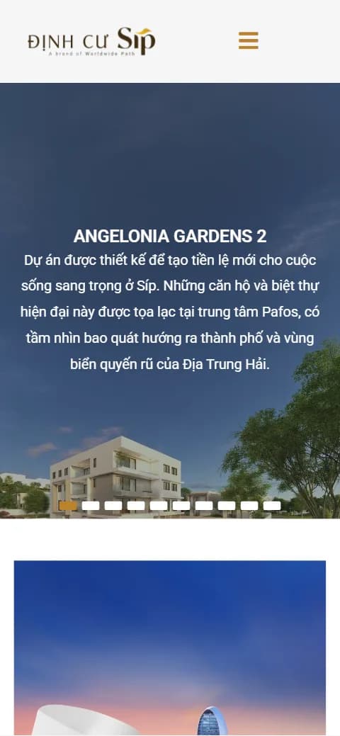 Giao diện website Định Cư Síp (Worldwide Path) trên điện thoại
