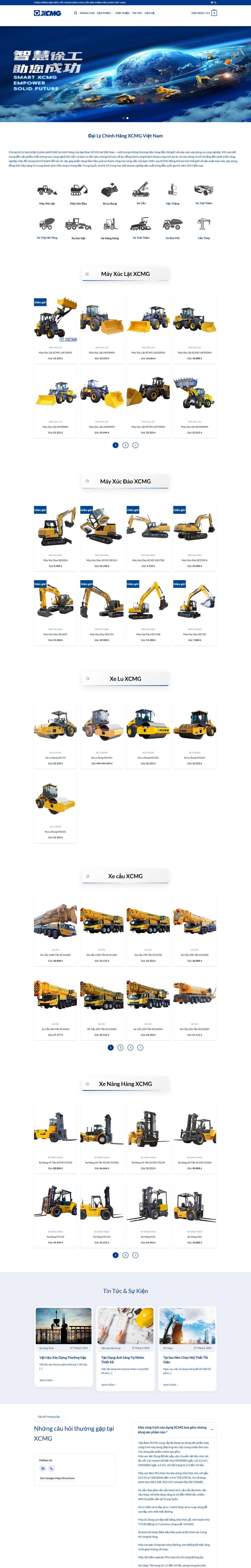 Toàn bộ trang chủ website XCMG Việt Nam trên máy tính