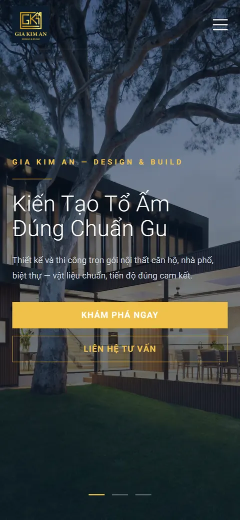 Giao diện website Gia Kim An Design & Build trên điện thoại