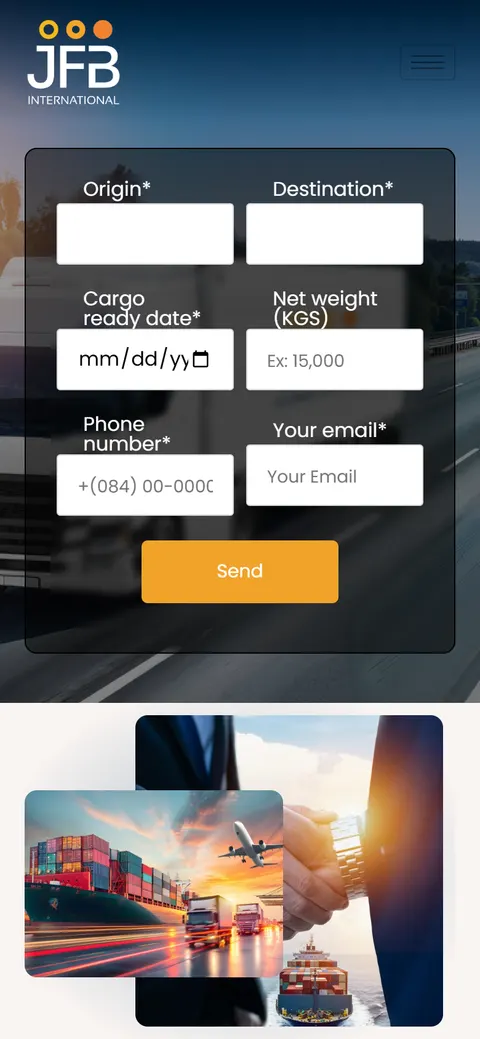 Giao diện website JFB Global trên điện thoại