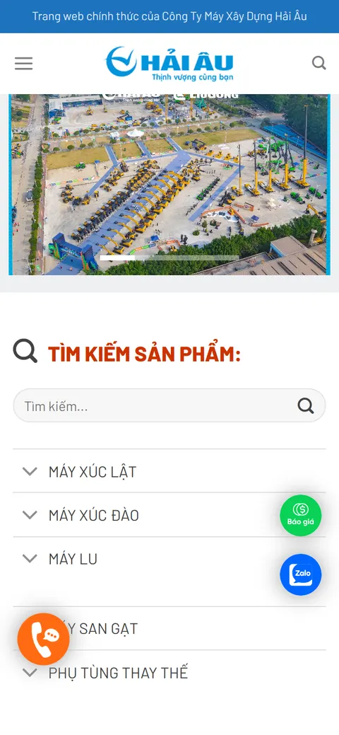 Giao diện website Máy Xây Dựng Hải Âu trên điện thoại