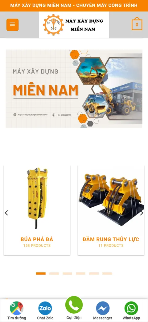 Giao diện website Máy Xây Dựng Miền Nam trên điện thoại