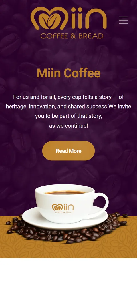 Giao diện website Miin Coffee & Bread trên điện thoại